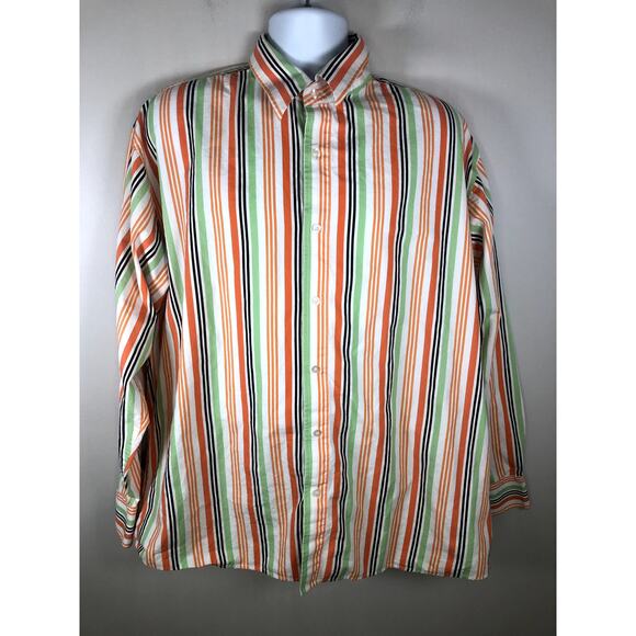 South Pole Men's Button Down Shirt Size XXL Long Sleeve White Orange Cotton - Picture 1 of 13
